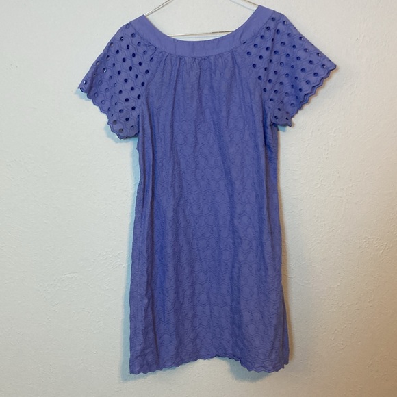 Old Navy Womens Size M Periwinkle Blue Eyelet Sleeves Swiss Dot Mini Shift Dress - Picture 5 of 7